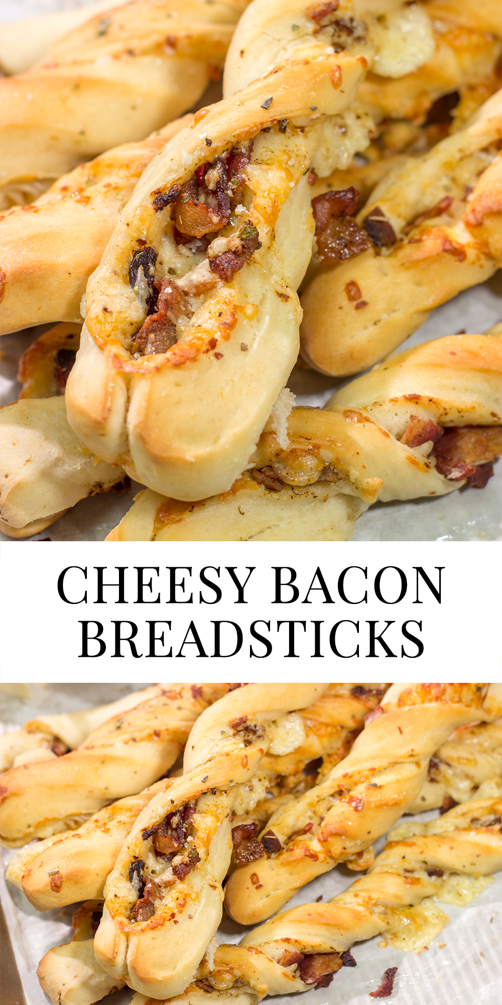 These Cheesy Bacon Breadsticks are proof that bacon and cheese make everything better! These breadsticks are great served as an appetizer or side dish. Enjoy!