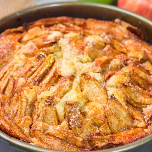 Featuring layers of sliced apples on both the bottom and top, this Danish Apple Cake is a delicious way to celebrate Autumn. This cake looks fancy, but it's very easy to make!
