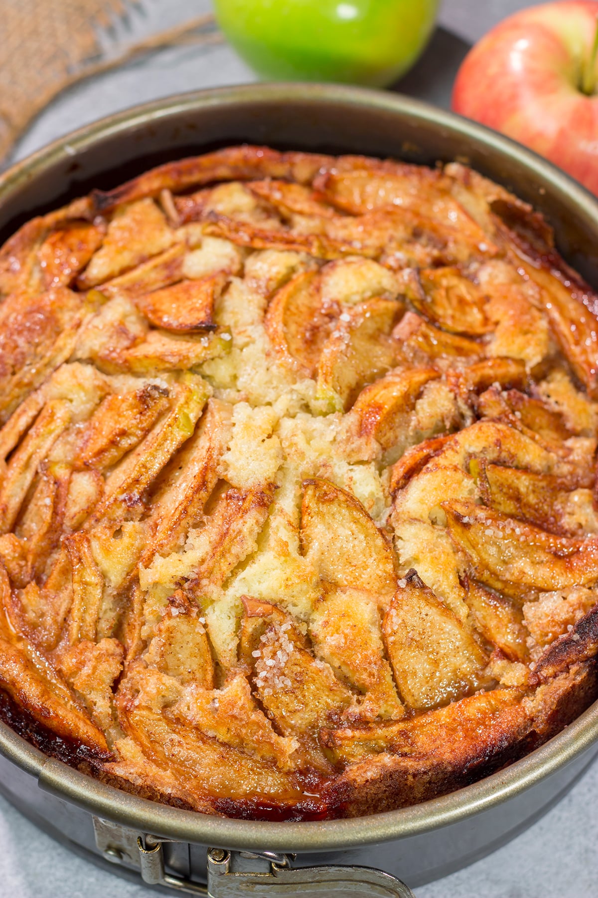 Featuring layers of sliced apples on both the bottom and top, this Danish Apple Cake is a delicious way to celebrate Autumn. This cake looks fancy, but it's very easy to make!
