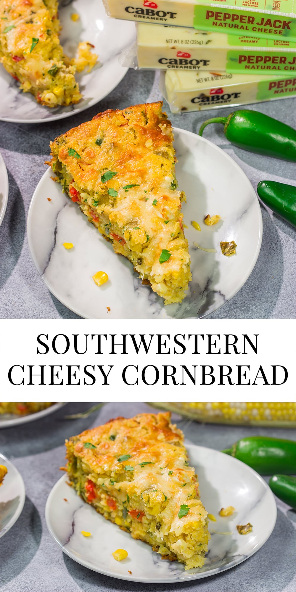 This easy Southwestern Cheesy Cornbread is packed with flavor! This tender cornbread is infused with bold Southwestern flavors - it's the perfect side dish for dinner tonight!