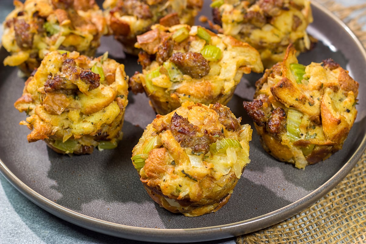 These Thanksgiving Stuffing Muffins feature all of the traditional Thanksgiving flavors...baked in a muffin tin! They're also single-serve, so they're perfect for holiday gatherings with family and friends.