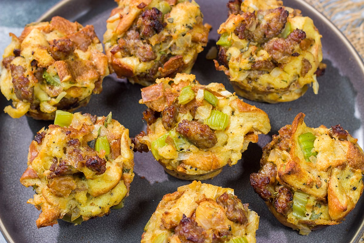 These Thanksgiving Stuffing Muffins feature all of the traditional Thanksgiving flavors...baked in a muffin tin! They're also single-serve, so they're perfect for holiday gatherings with family and friends.