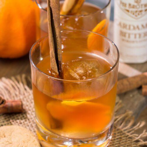 A little bit of gingerbread syrup transforms a classic cocktail into this Gingerbread Old Fashioned. This warm and cozy drink is perfect for the holidays!