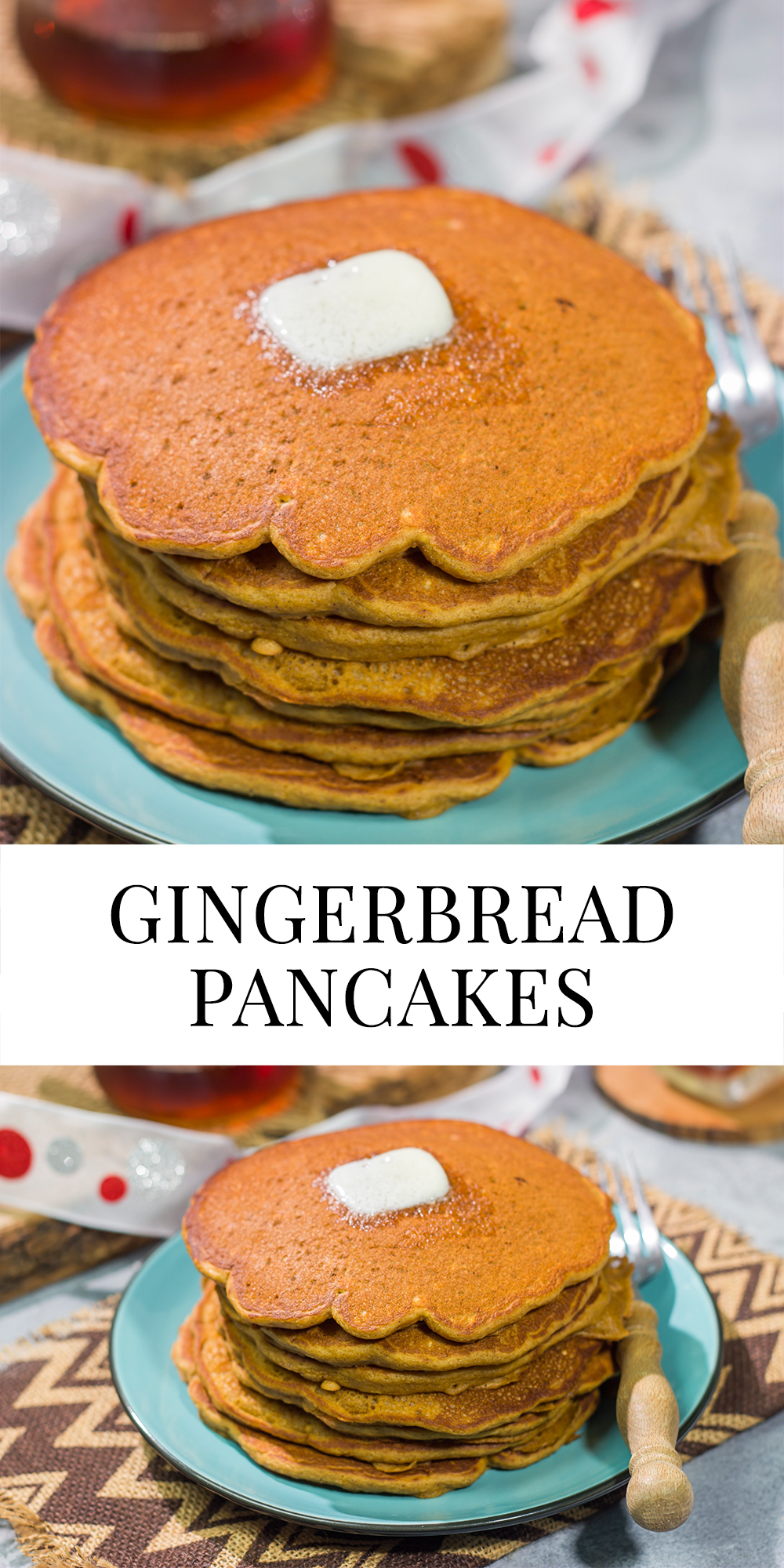 These Gingerbread Pancakes feature all of the classic gingerbread flavors...in pancake form. A stack of these pancakes is perfect for holiday brunch!