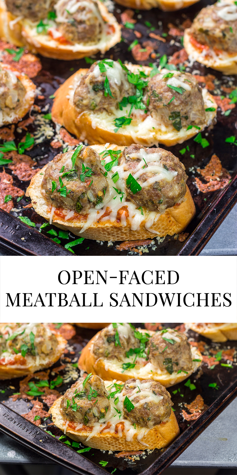 These delicious Open Faced Meatball Sandwiches are the ultimate comfort food! This recipe is an easy dinner idea but it's also great for feeding a crowd on gameday.