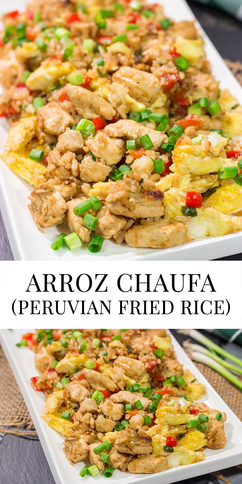 Arroz Chaufa, also known as Peruvian Fried Rice, is an example of fusion food at its best. Chinese and Peruvian flavors combine to create a delicious dish that is perfect for busy weeknights!