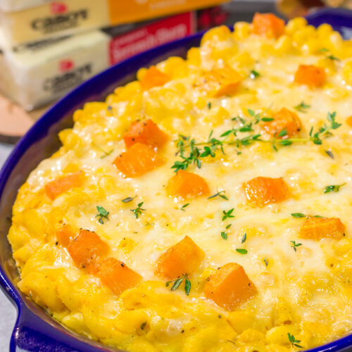 This Butternut Squash Mac and Cheese is a fun twist on a classic dish. With a creamy texture and a slightly nutty flavor, this is a delicious comfort food recipe for chilly nights!