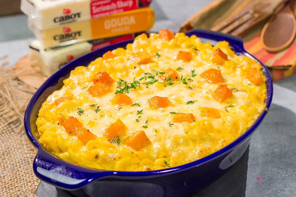 This Butternut Squash Mac and Cheese is a fun twist on a classic dish. With a creamy texture and a slightly nutty flavor, this is a delicious comfort food recipe for chilly nights!