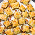 Sandwiched between two layers of puff pastry, these tasty Bacon Cheeseburger Bites are the perfect party appetizer!