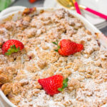 Fresh juicy strawberries combine with a rich custard filling in this Strawberry French Toast Bake. This make-ahead casserole is perfect for weekend breakfast!