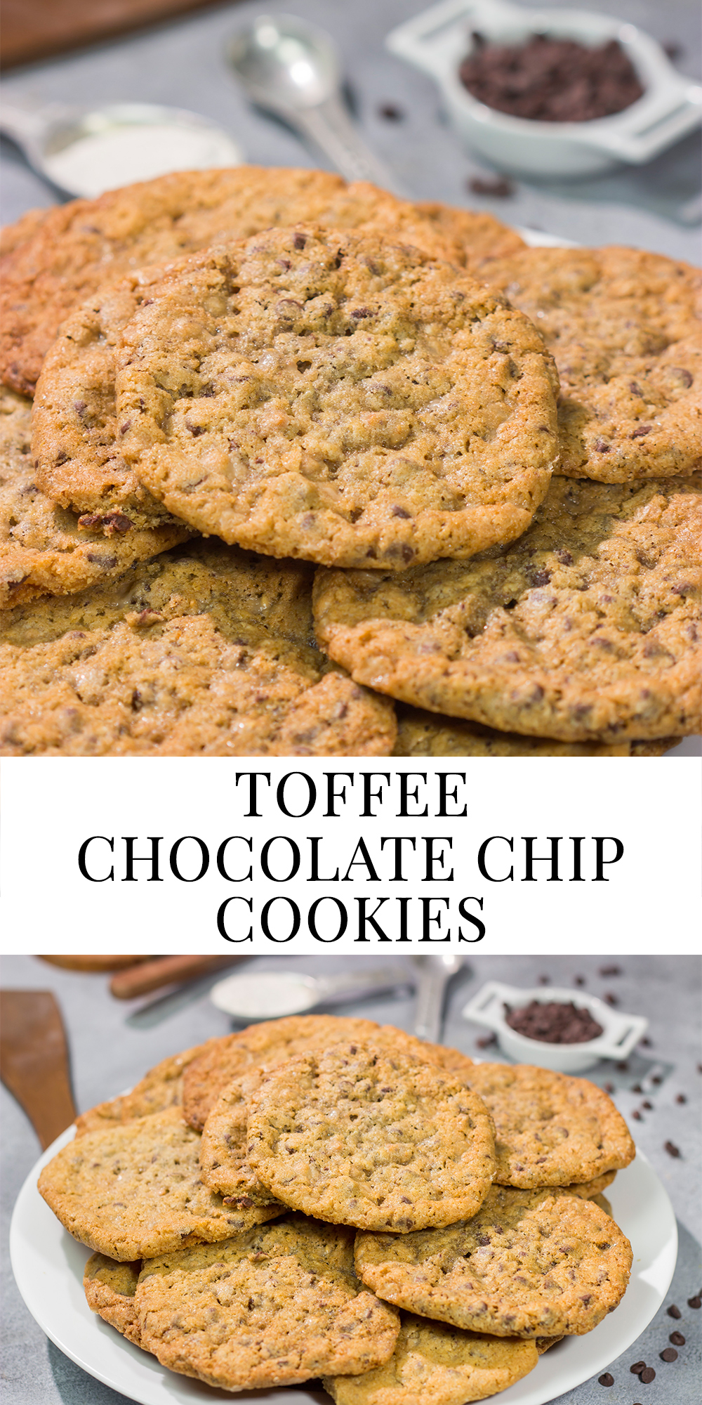 These irresistible Toffee Chocolate Chip Cookies are packed with the flavors of sweet chocolate and buttery toffee. Good luck eating just one!