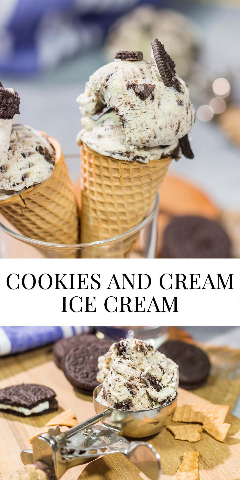 This easy Cookies and Cream Ice Cream recipe is rich and creamy texture with plenty of Oreo cookie chunks mixed in. It's a classic ice cream flavor for a reason!
