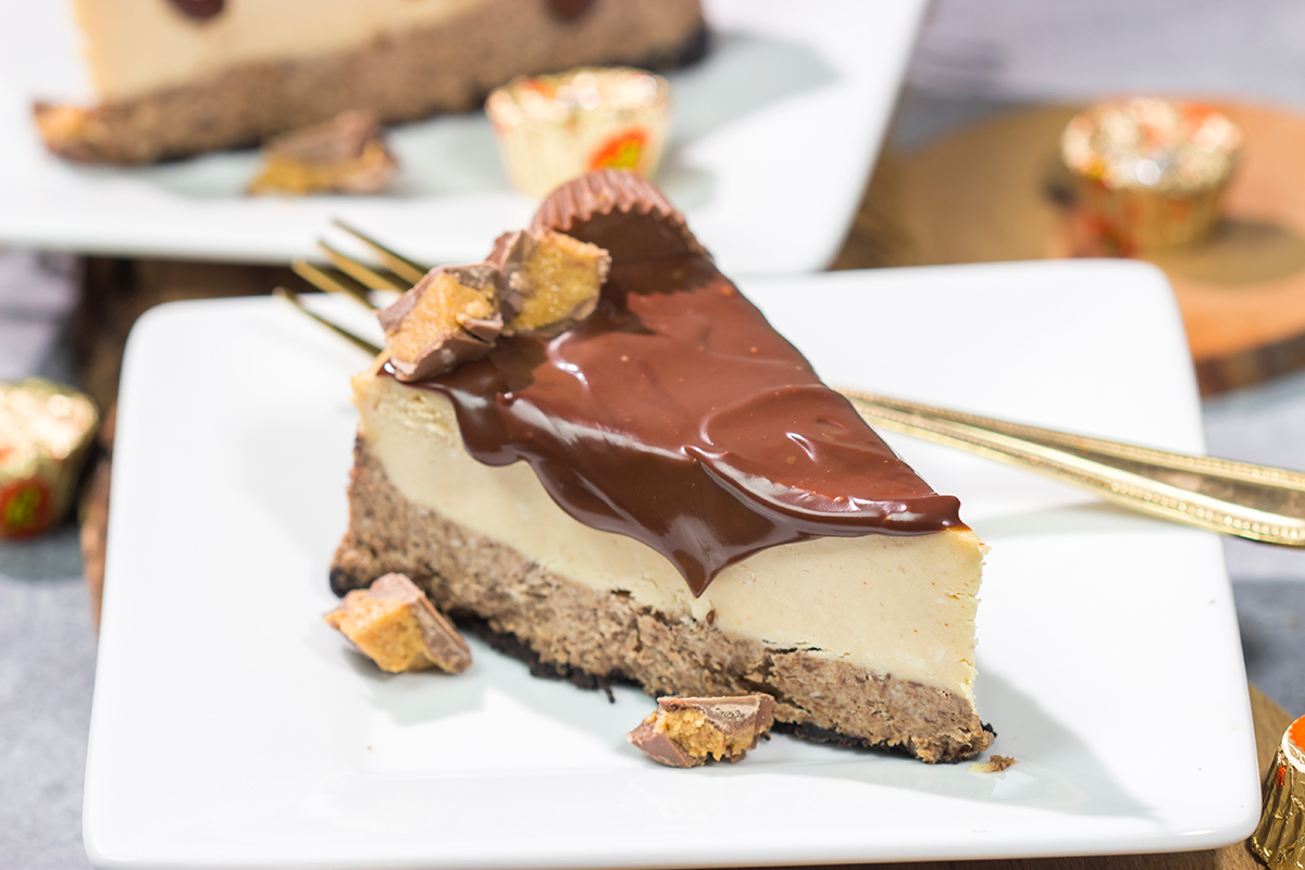 This Chocolate Peanut Butter Cheesecake features creamy layers of cheesecake topped with a decadent chocolate ganache. It's the ultimate chocolate lover's dessert!