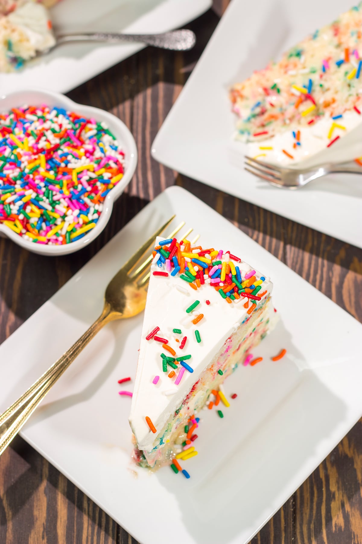 Why pick between cake and ice cream? A slice of Funfetti Ice Cream Cake is an instant party!