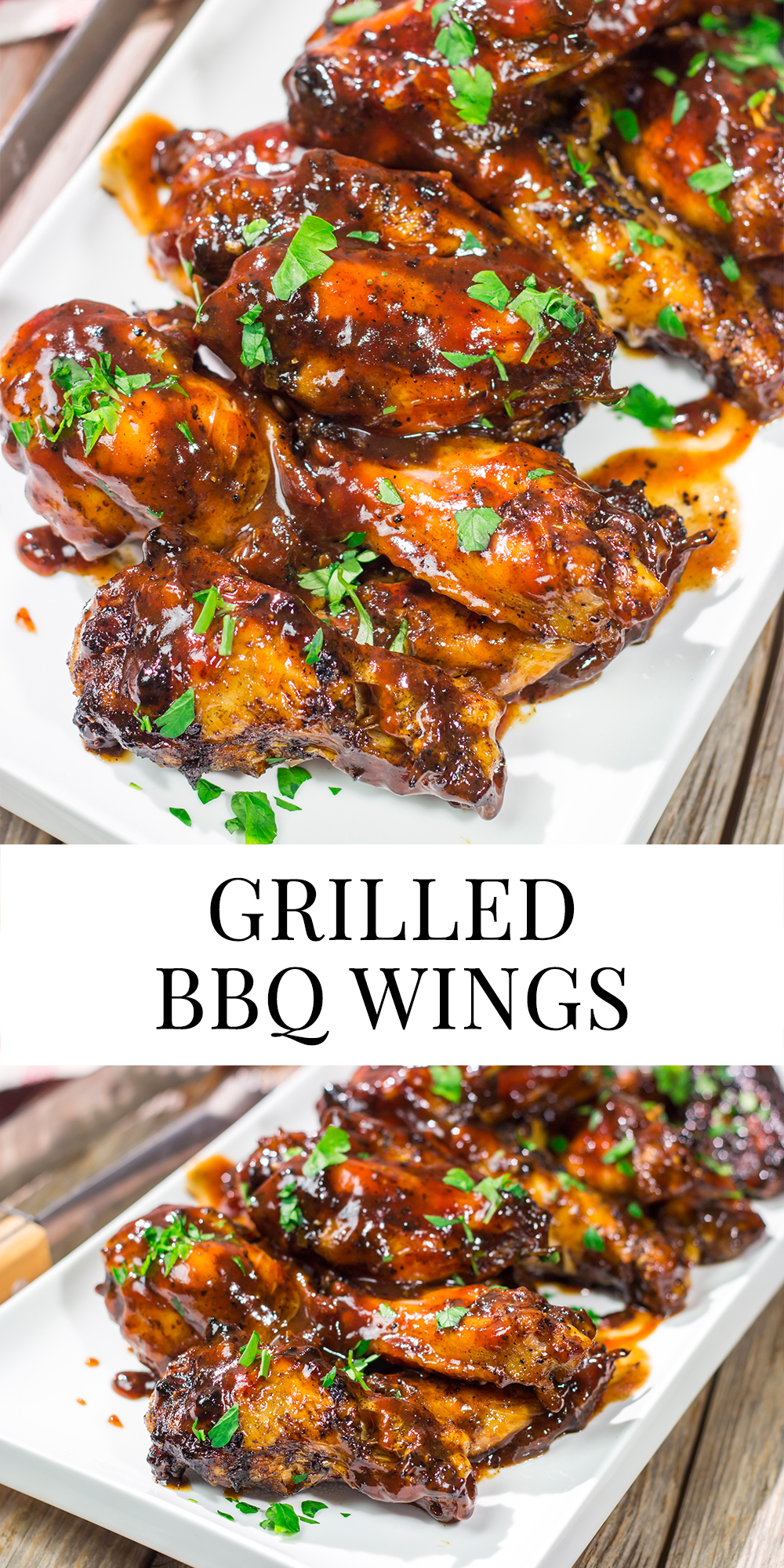 These Grilled BBQ Wings are slow cooked on the grill and brushed with barbecue sauce. They are the perfect summer party food!