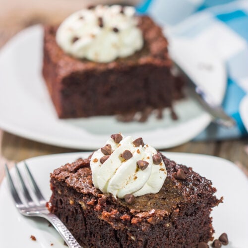 Hot summer day? Skip the oven and bake this Grilled Chocolate Cake on the grill instead! This cake is topped with whipped cream to create a tasty summer dessert.