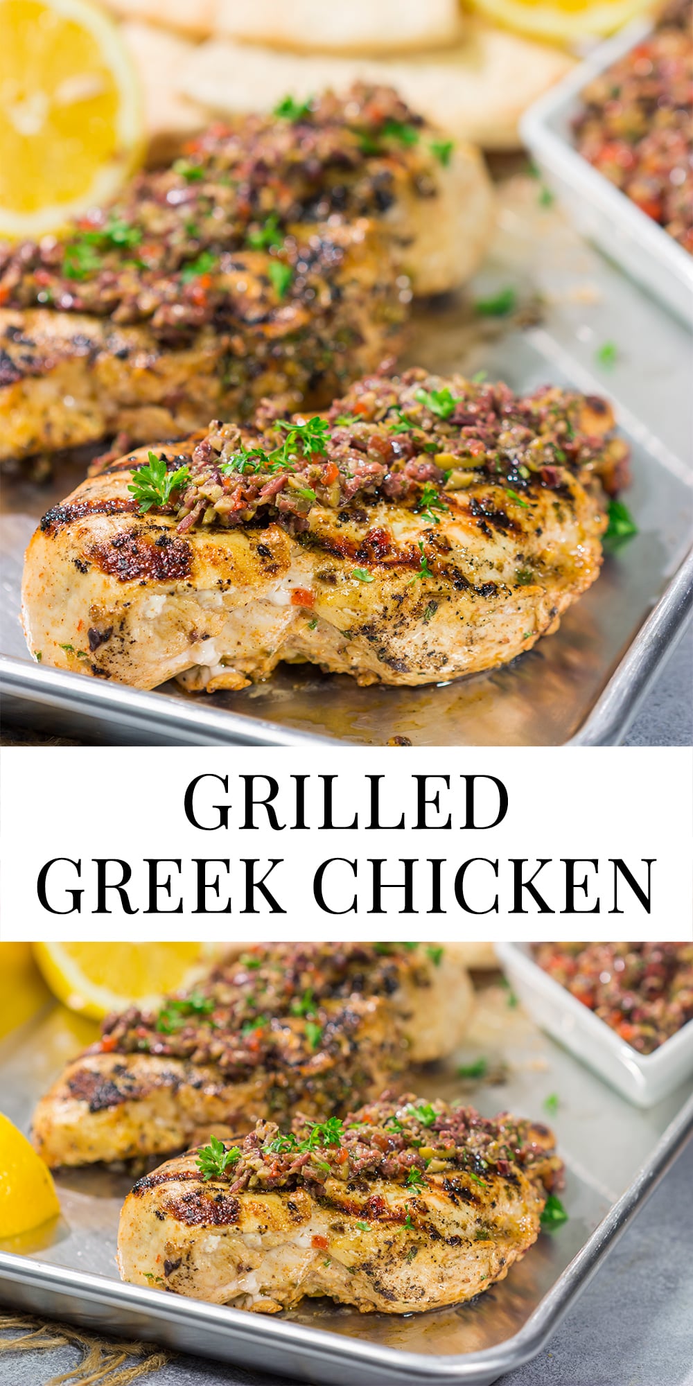 This Grilled Greek Chicken is tender and juicy...and packed with Mediterranean flavor! This easy recipe is perfect for summer grilling.