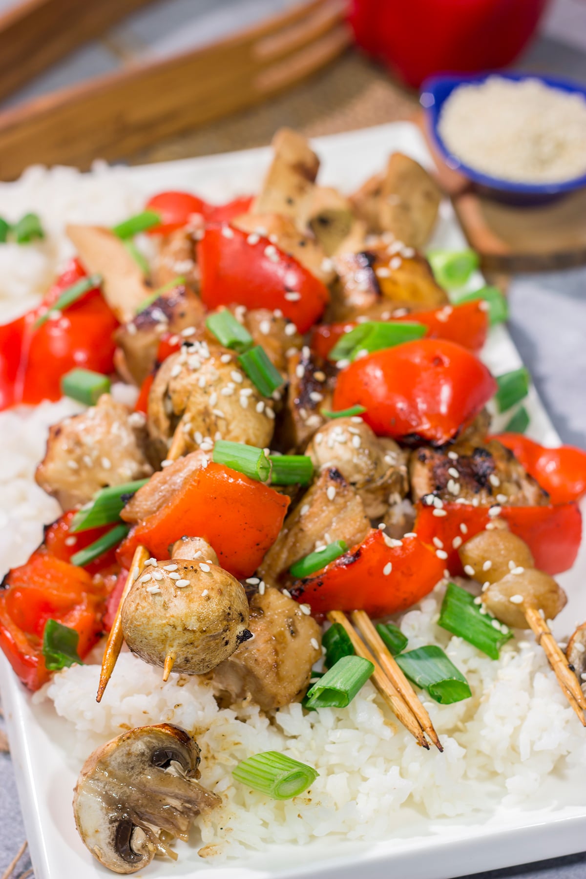 This delicious Grilled Yakitori Chicken recipe features juicy chicken brushed with a sweet and savory grilling sauce. It's the perfect way to mix up the summer grilling routine!