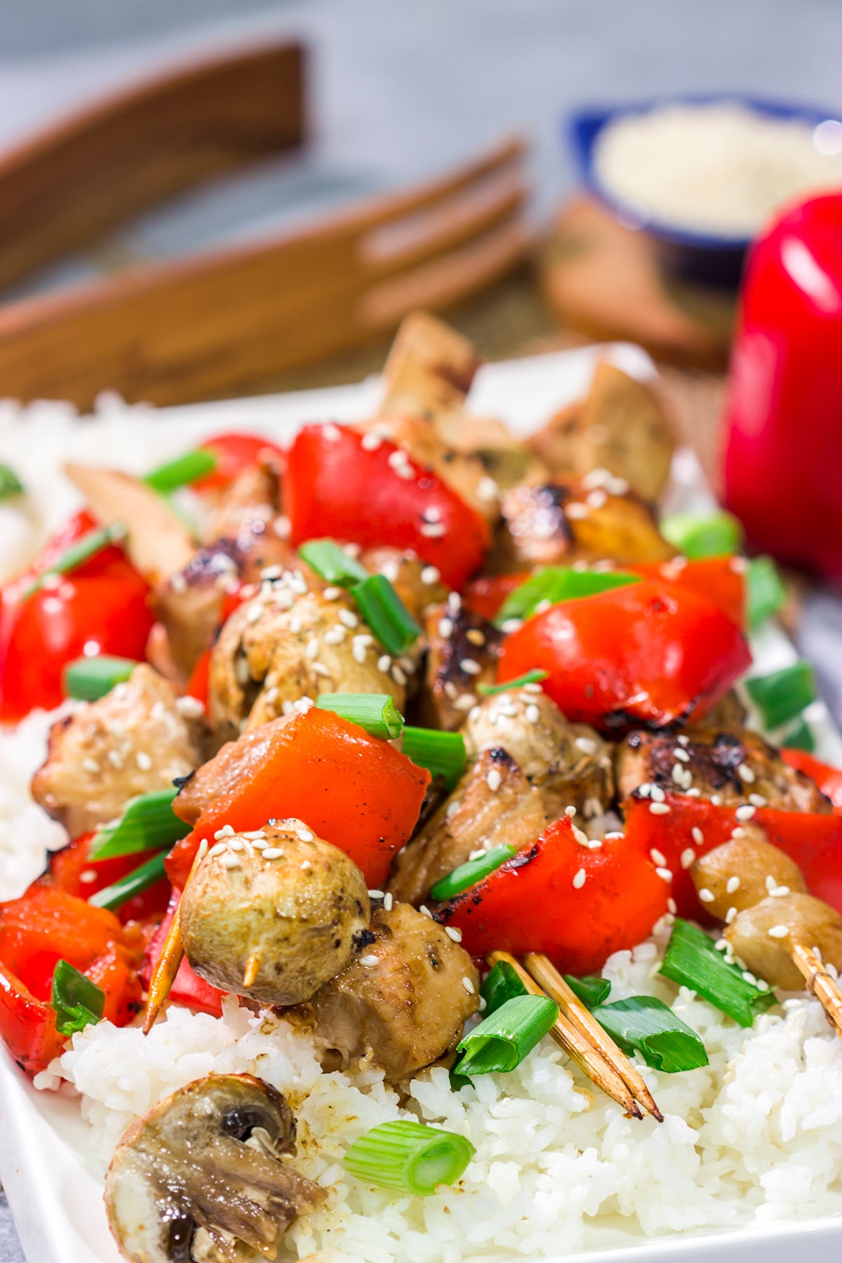 This delicious Grilled Yakitori Chicken recipe features juicy chicken brushed with a sweet and savory grilling sauce. It's the perfect way to mix up the summer grilling routine!