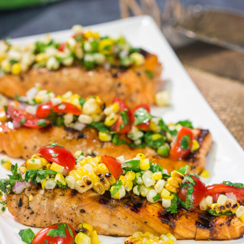This Grilled Salmon with Corn Salsa is easy enough to make on a weeknight, but impressive enough to serve to company on a weekend. Fire up the grill for dinner tonight!