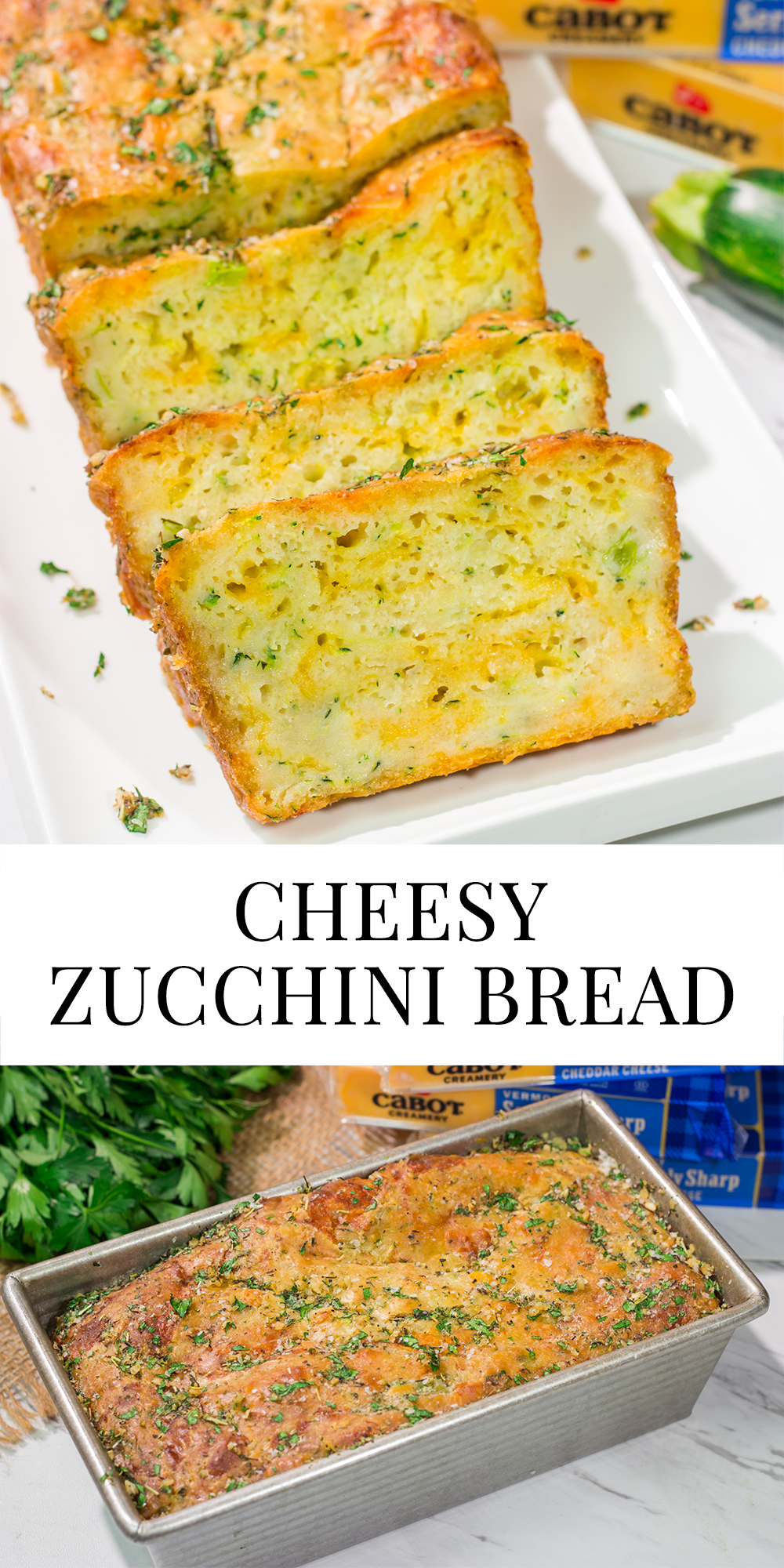 This Cheesy Zucchini Bread is packed with summer flavor! Toast up a slice of this savory quick bread and serve it next to salad or soup for an easy meal.