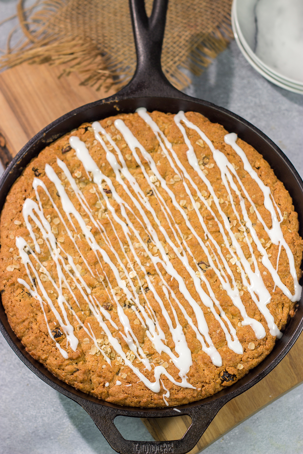These delicious Oatmeal Raisin Bars taste just like the classic cookie...but they're easier to make. Grab a skillet and bake these bars for dessert tonight!